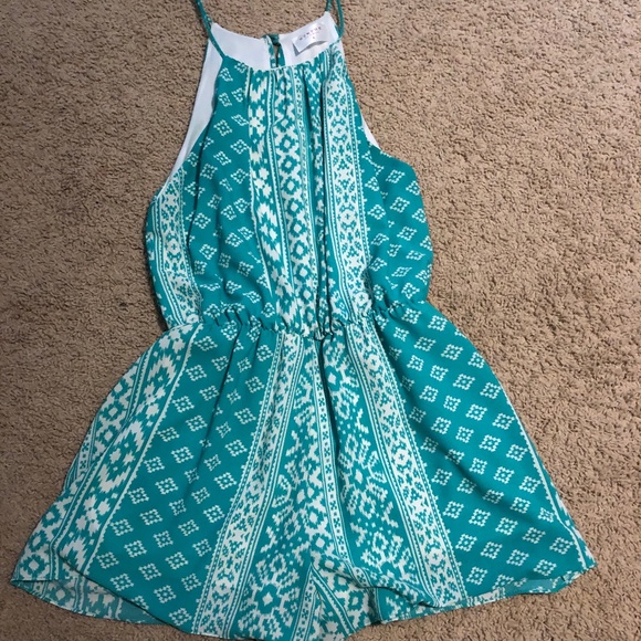 Aztec Teal and White High Neck Romper Size M - Picture 1 of 1